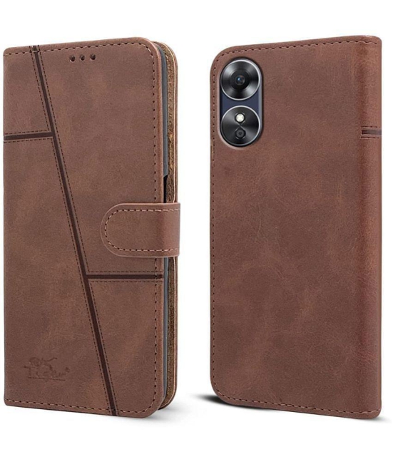 NBOX Brown Flip Cover Artificial Leather Compatible For Oppo F23 5G ( Pack of 1 ) - Brown