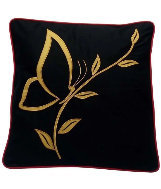 HugsnRugs Single Cotton Cushion Covers 40X40 cm (16X16) - Black