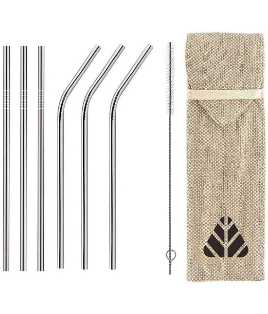 Rusabl Stainless Steel Silver Straws - Silver