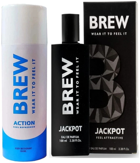 Brew - ACTION DEO, JACKPOT PERFUME Eau De Parfum (EDP) For Unisex 300ML ( Pack of 2 )