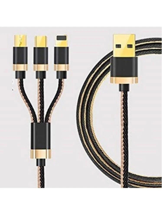 Digimate 3 In 1 Charging Cable Nylon Braided Multiple Usb Fast Charging Cable, Compatible For All Devices(Black) - Black