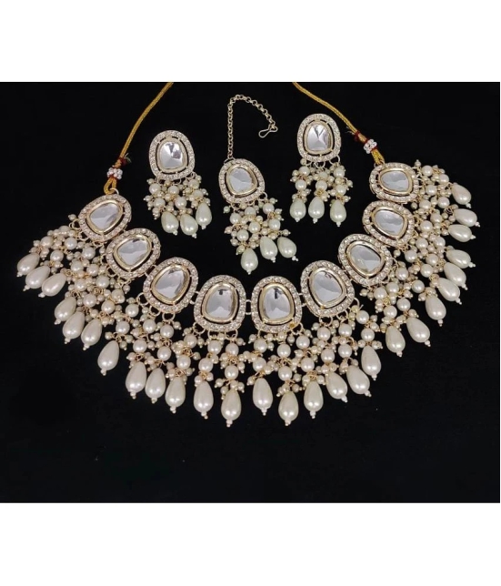 Padmavati Bangles White Alloy Necklace Set ( Pack of 1 ) - White