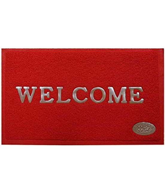 Abhikram - Anti-skid Polyester Door Mat ( 60 X 40 cm ) Single - Red - Red