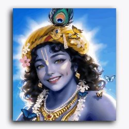 Glowing Shree Krishna - Janmasthami-Canvas Board / 22x24 inch / 24 Palette