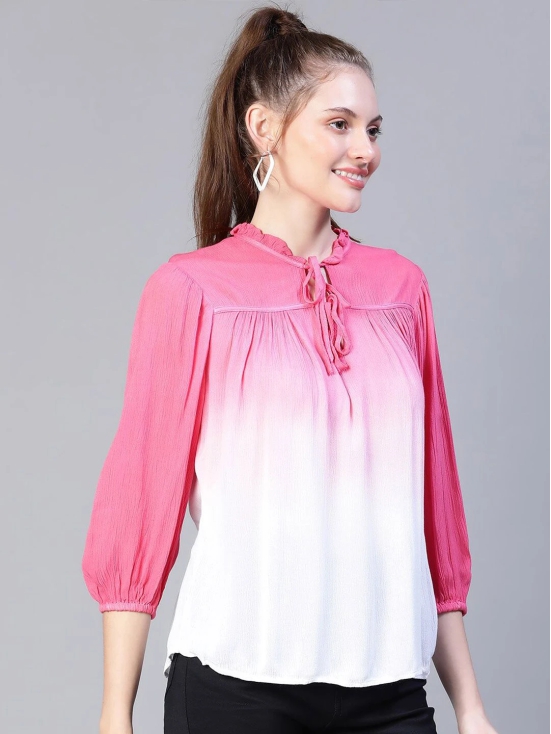 Oxolloxo Ombre Dyed Tie-Up Neck Top