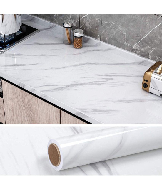 GREEWELT - Pearl White Marble High Gloss Wallpaper ( Pack of 1 )