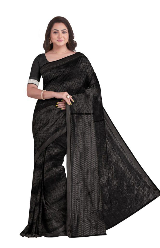 Handwoven Zari Silk Saree with Tassel - Black