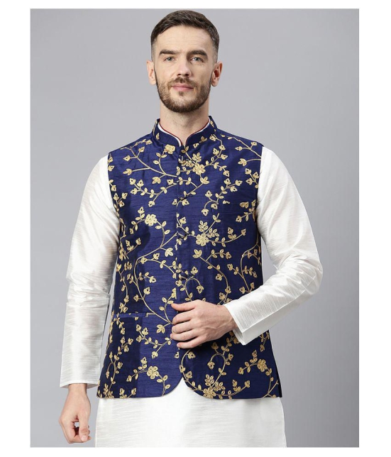 Hangup Navy Polyester Nehru Jacket Single Pack - None