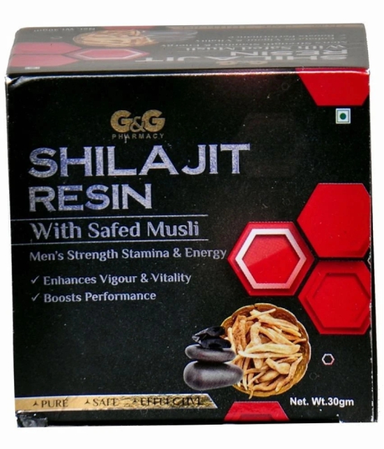 G&G Shilajit Resin With Safed Musli Mens Strength Stamina & Energy 30Gm Pack Of 1