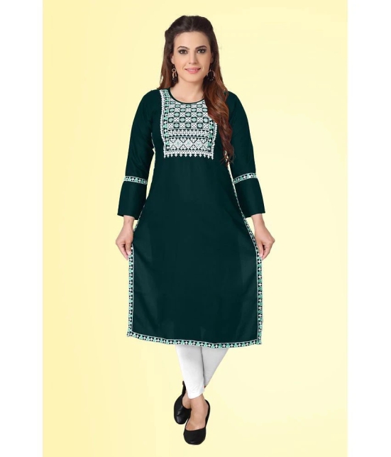 Kapadia - Green Rayon Womens Straight Kurti ( Pack of 1 ) - None