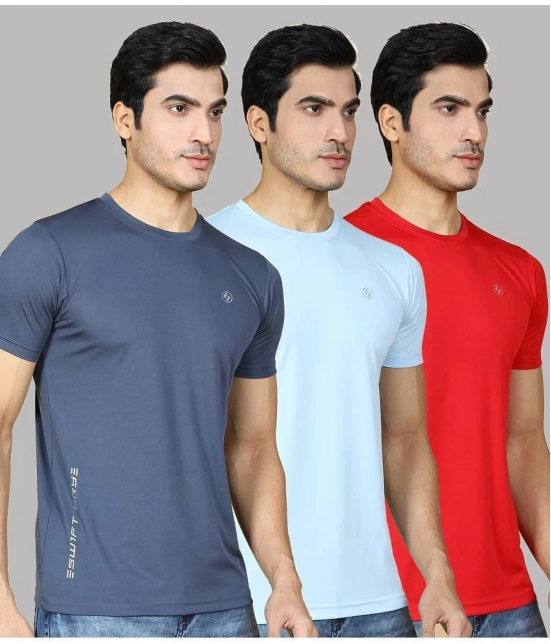 Supersquad Polyester Regular Fit Solid Half Sleeves Mens T-Shirt - Multicolor ( Pack of 3 ) - None