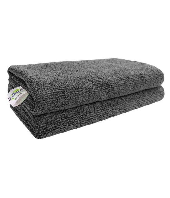 SOFTSPUN Microfiber Cloth - 2 pcs - 40x40 cms - 340 GSM Grey - Thick Lint & Streak-Free Multipurpose Cloths - Automotive Microfibre Towels for Car Bike Cleaning Polishing Washing & Detailing