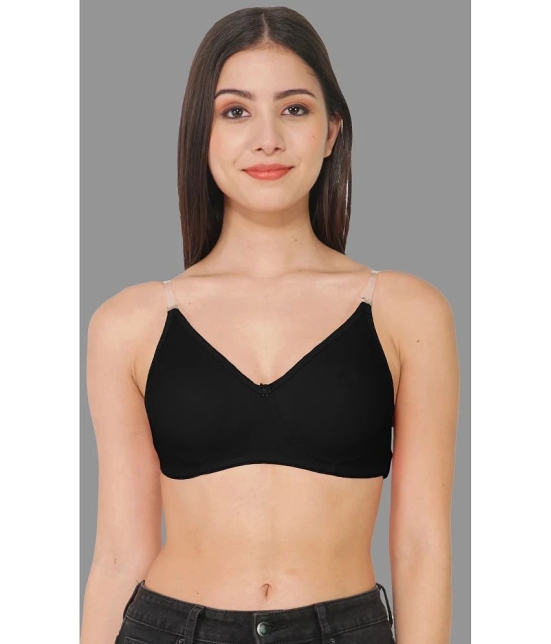 Madam - Black Cotton Blend Lightly Padded Women's T-Shirt Bra ( Pack of 1 ) - None