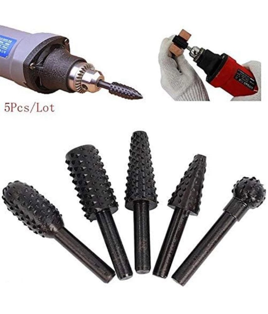 Rangwell High-speed steel Rotary Files Burr Drill Rotating Thorn Head 5pcs/set Polishing Accessories DIY Electric Grinding Head Woodworking Tools