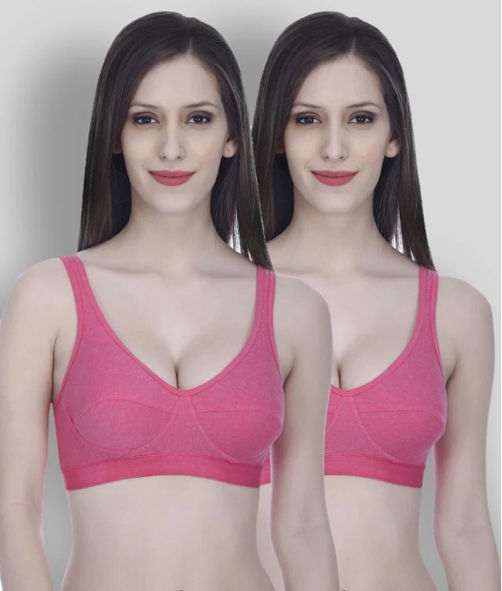 Elina - Pink Cotton Non - Padded Womens T-Shirt Bra ( Pack of 2 ) - None