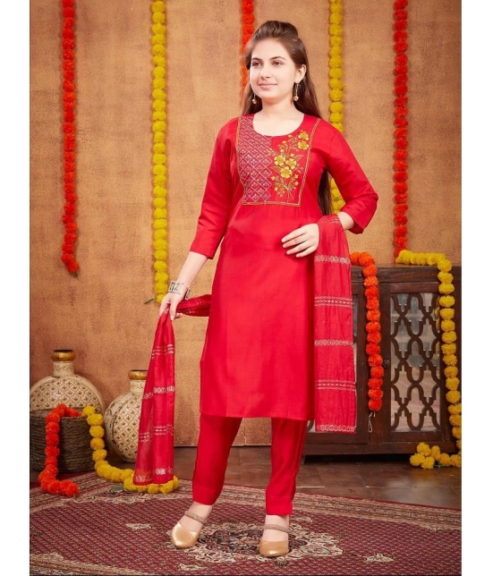 Aarika Red Silk Girls Kurta and Pant Set ( Pack of 1 ) - None