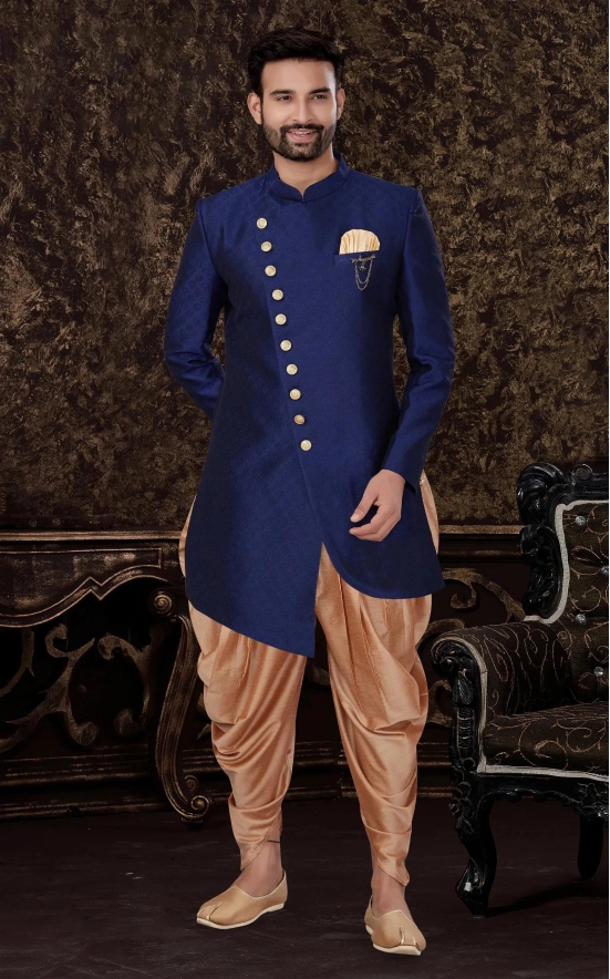 Exclusive Wedding Wear Kurta With Dhoti-XXL / Blue