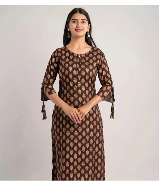 MAUKA - Brown Rayon Womens Straight Kurti ( Pack of 1 ) - None