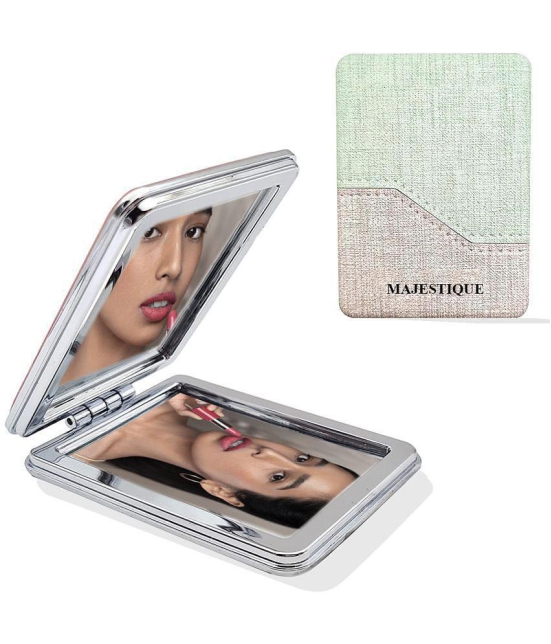 Majestique 1Pcs Portable Doublesided Mirror Distortionfree Travel Makeup Mirror Color May Vary