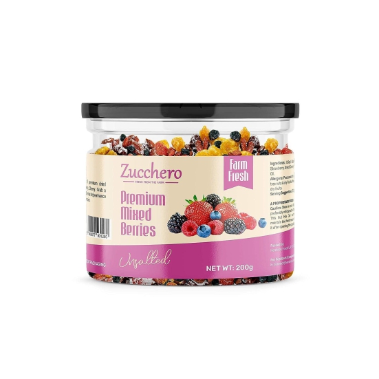 Zucchero Premium Mixed Berries, Unsalted, 200g (Blueberry, Cranberry, Black Currant, Strawberry, Cherry)