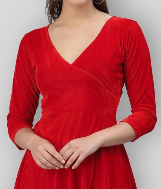 Selvia - Red Velvet Womens Wrap Dress ( Pack of 1 ) - None