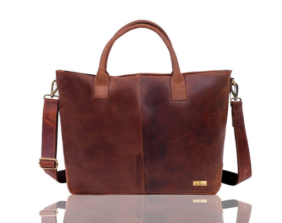 LEADERACHI Genuine Hunter Leather Womens Shoulder Laptop Briefcase Bag