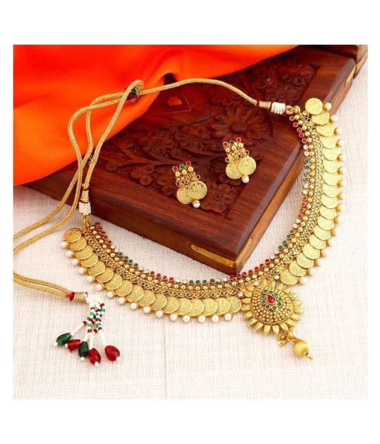 Sukkhi Alloy Golden Traditional Necklaces Set Choker - Golden