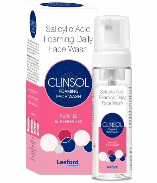 Leeford Clinsol 1% Salicylic acid Foaming Face Wash for Men & Women, 60ml - with glycolic acid