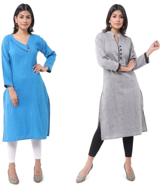 DESHBANDHU DBK - Multicolor Cotton Womens Straight Kurti ( Pack of 2 ) - None