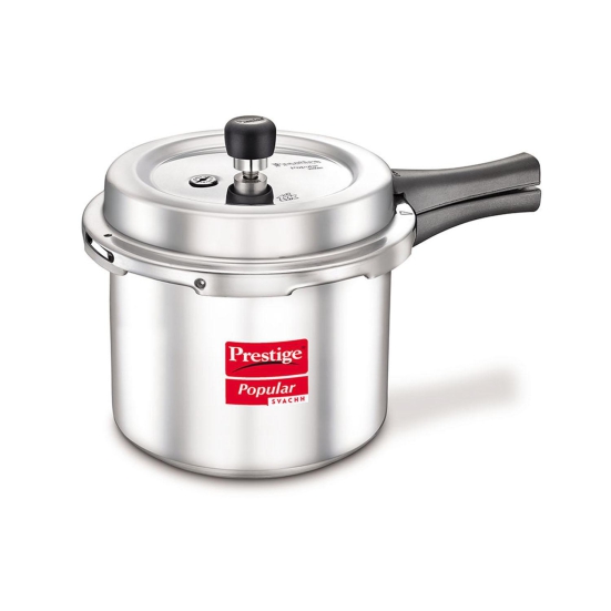 Prestige Popular Svachh Virgin Aluminium Gas and Induction Compatible Pressure Cooker, 2 L  (Silver)