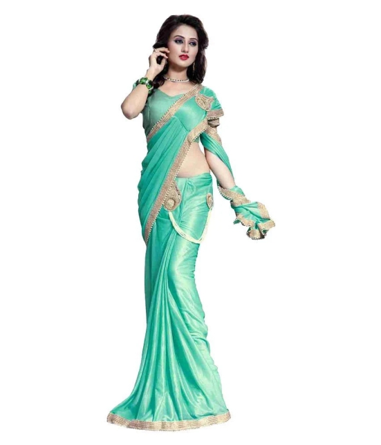 AV Fashion Green and Blue Lycra Saree