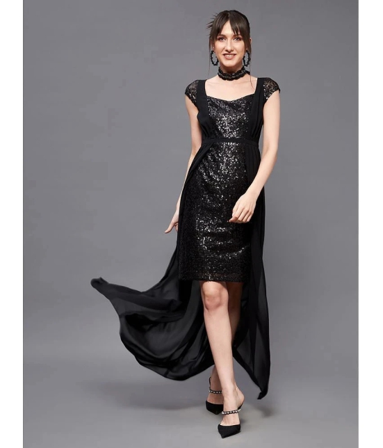 Miss Chase Polyester Embellished Full Length Womens Fit & Flare Dress - Black ( Pack of 1 ) - None