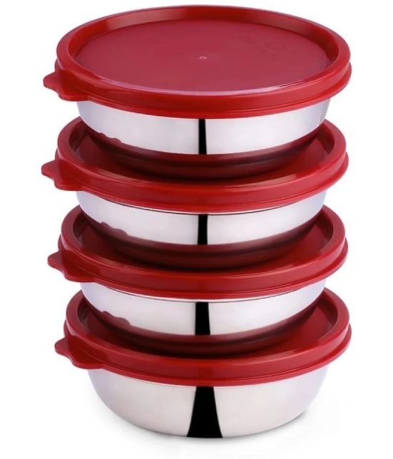 Oliveware - Steel Red Food Container ( Set of 4 ) - Red