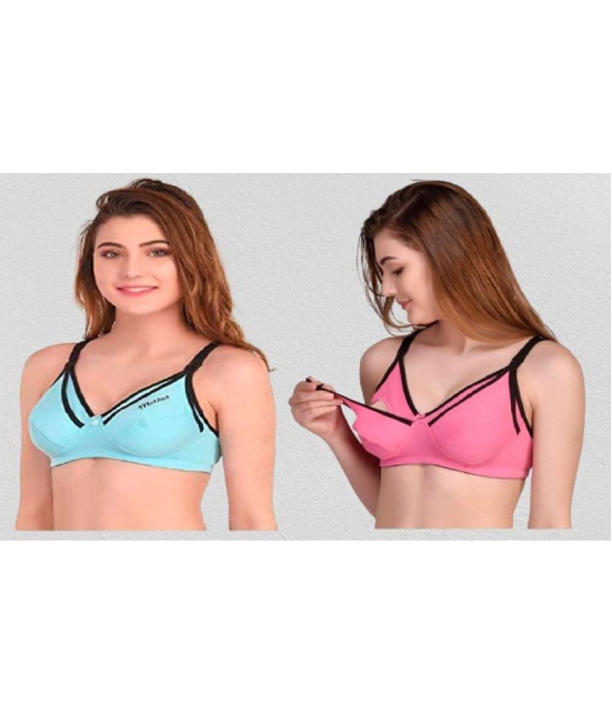 Zourt - Multicolor Cotton Solid Women's Maternity Bra ( Pack of 2 ) - 38B