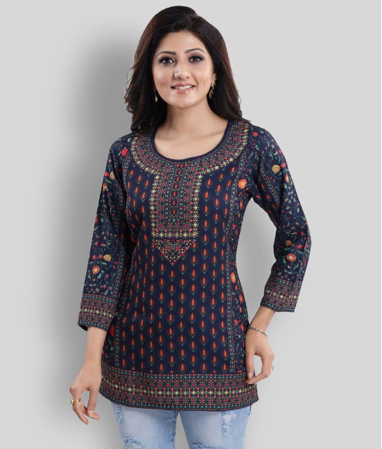 Meher Impex - Navy Blue Crepe Womens A-line Kurti ( Pack of 1 ) - 4XL