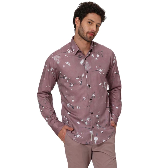 Pink Digital Print Slim Fit Casual Shirt