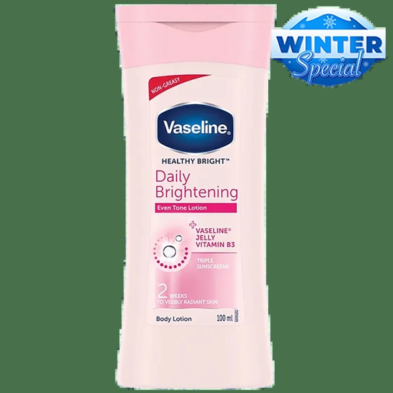 Vaseline Healthy Bright Daily Brightening Even Tone Body Lotion - Radiant Skin + Vaseline Jelly, Vitamin B3, Triple Sunscreens, 100 Ml