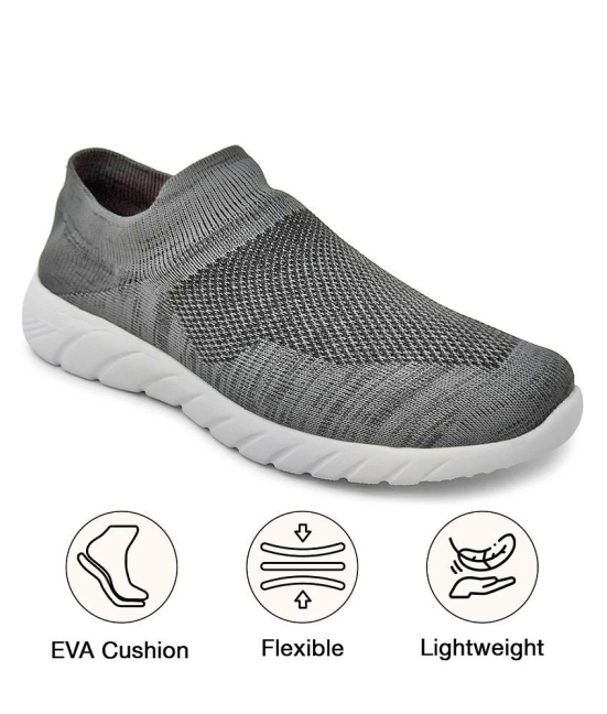 UrbanMark Men Casual Knitted Eva Slip-Ons Walking Sports Shoes- Dark Grey - None