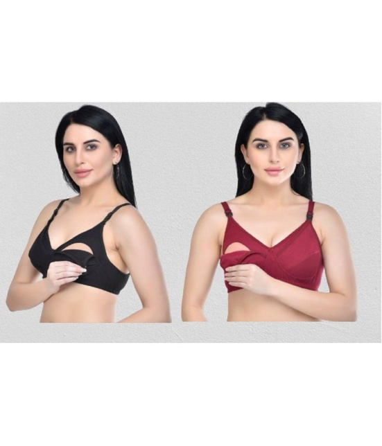 Desiprime - Multicolor Cotton Solid Womens Maternity Bra ( Pack of 2 ) - 34B