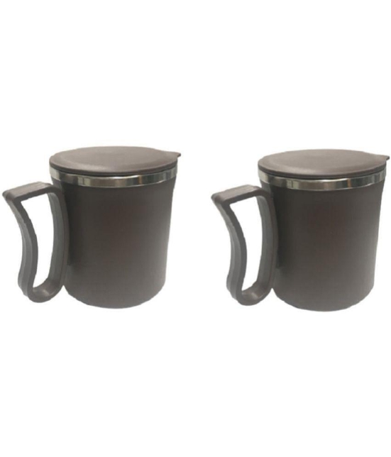 Dynore - Dark Grey Steel Coffee Mug ( Pack of 2 ) - Dark Grey