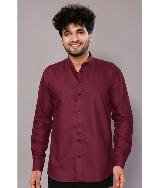 Anand Cotton Blend Regular Fit Solids Full Sleeves Mens Casual Shirt - Maroon ( Pack of 1 ) - None