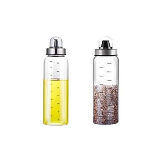 Femora Borosilicate Glass Oil Dispenser, 500Ml, Set of 2, Clear