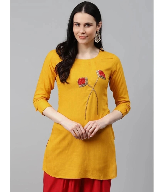 JC4U - Mustard Rayon Womens Straight Kurti ( Pack of 1 ) - None