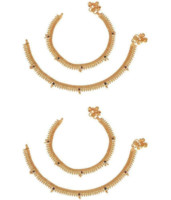 AanyaCentric - Gold Anklets ( Pack of 2 ) - Gold