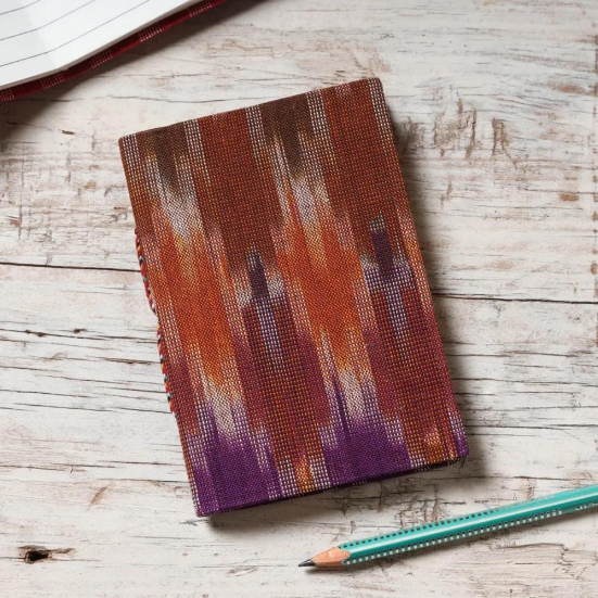 Ikat Fabric Cover Handmade Paper Notebook (5 x 3.5 in)