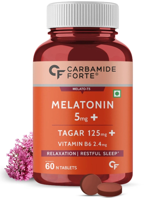 Carbamide Forte Melatonin 5mg with Tagara 125mg Sleeping Aid Pills – 60 Tablets