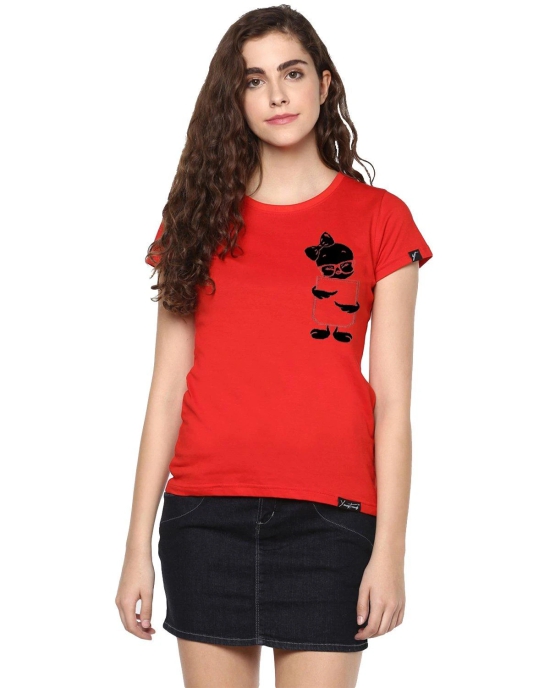 Womens Half Sleeve Tweety Printed Red Color Tshirts-Red / Medium / 100% Bio Wash Cotton