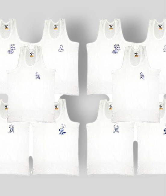 HAP Kids Cotton White Vest | Undershirt | Baniyan | Gangee (Pack of 10) - None