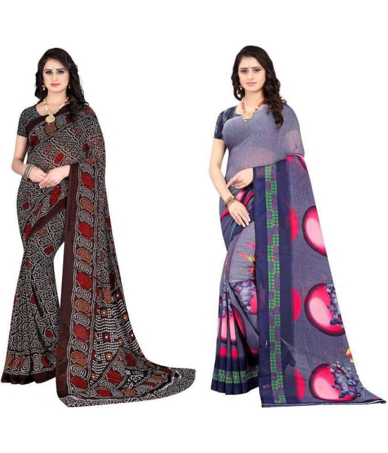 LEELAVATI - Multicolor Georgette Saree With Blouse Piece ( Pack of 2 ) - Multicolor