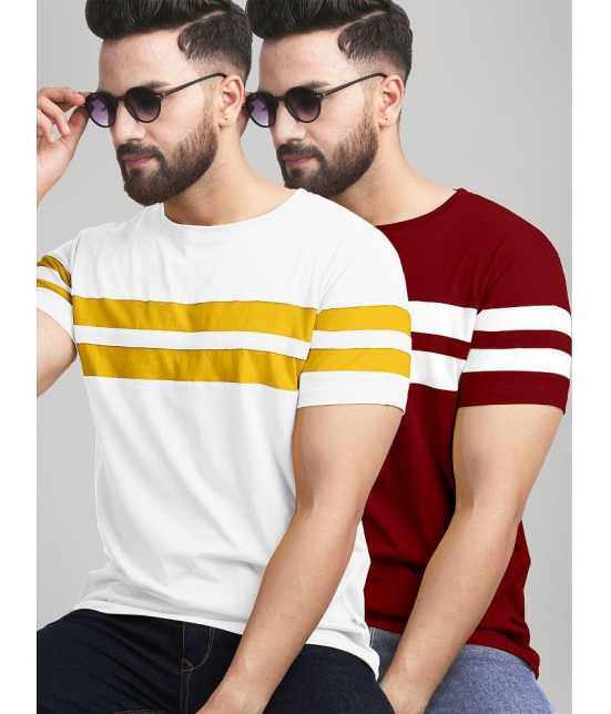 AUSK - Maroon Cotton Blend Regular Fit Mens T-Shirt ( Pack of 2 ) - None